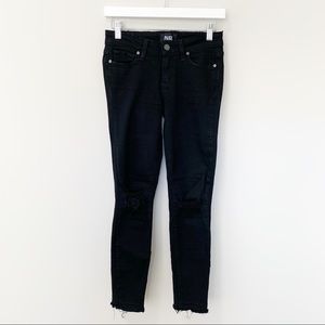 PAIGE Verdugo Crop Black Distressed Skinny Jeans
